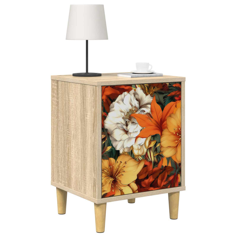 36cm W Engineered Wood Bedside Table