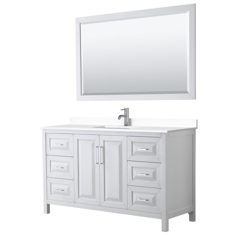 Daria 60'' W Single Vanity, Dark Gray, Polished Chrome, White Carrara Marble