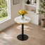 Table basse 23,6 po ronde à texture de marbre avec revêtement UV, table de bout moderne de luxe avec rebord en acier inoxydable