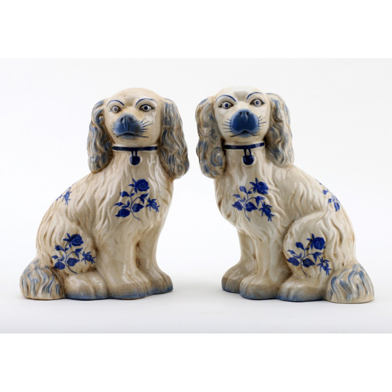 Staffordshire Dogs Figurine, Light Blue