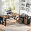 Bureau de direction et classeur latéral 2 pièces Lympsham-1713406910-1713406911