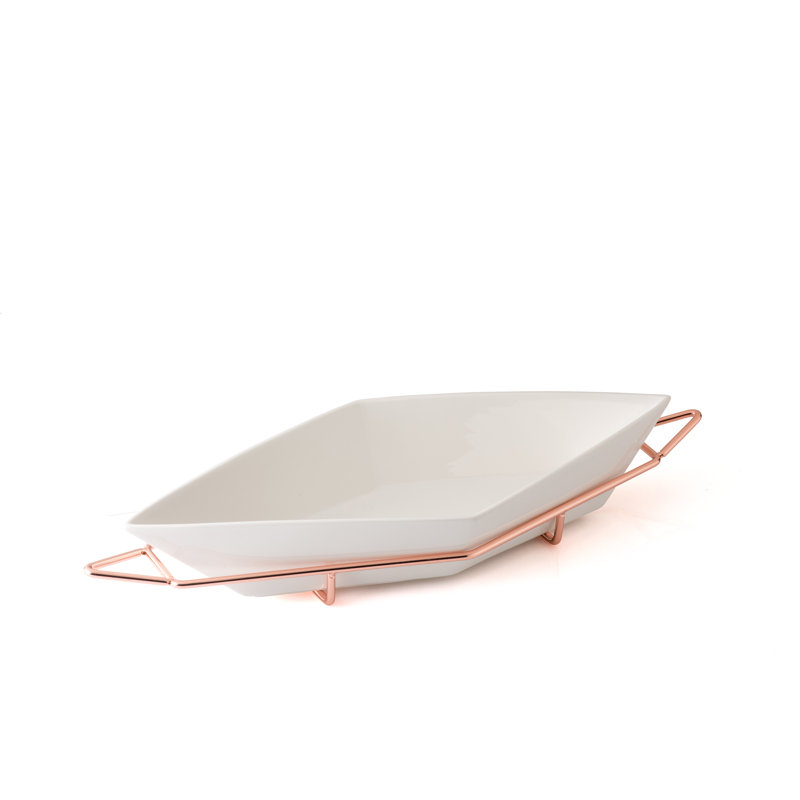 Evviva Amici a cena Porcelain China Tray, golden rose