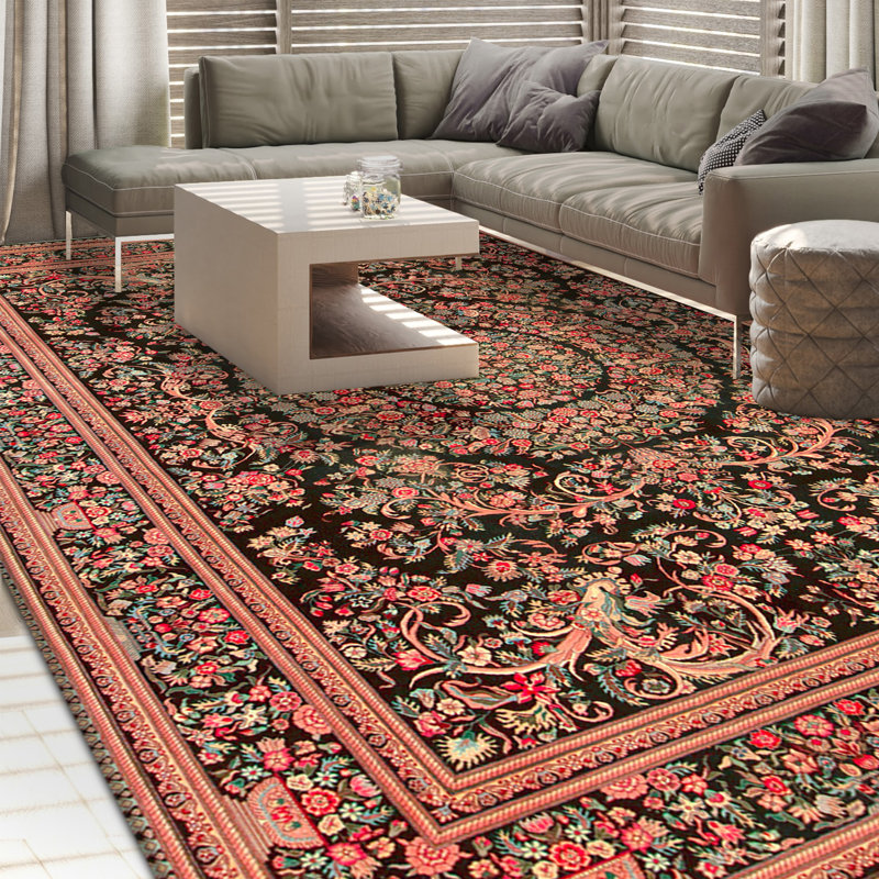 Tapis rectangulaire en laine noué à la main