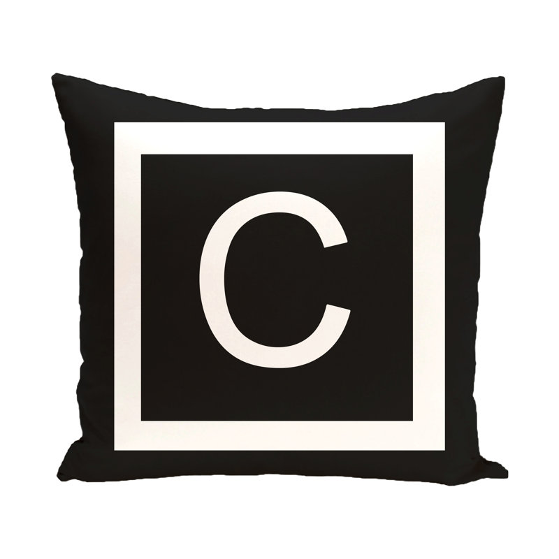 Reversible Throw Pillow, Raven / White, 18" H x 18" W x 2" D, C