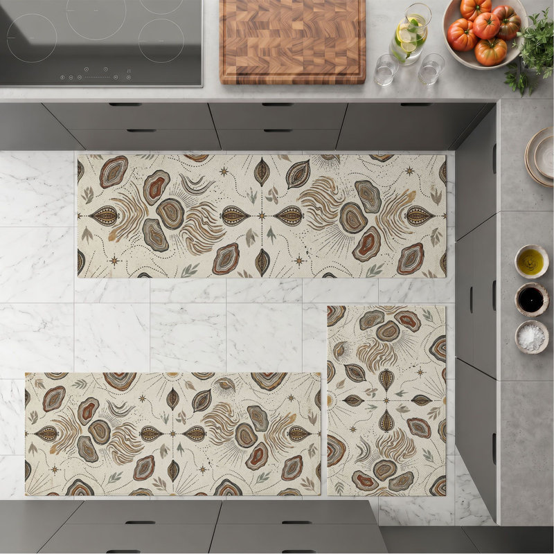 Tapis de cuisine lavables antidérapants Botanical Feather