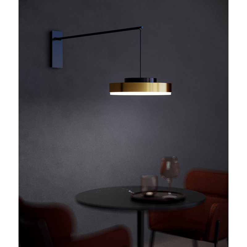 Discus Wall Lamp, Matt White Lacquered, Polished Nickel