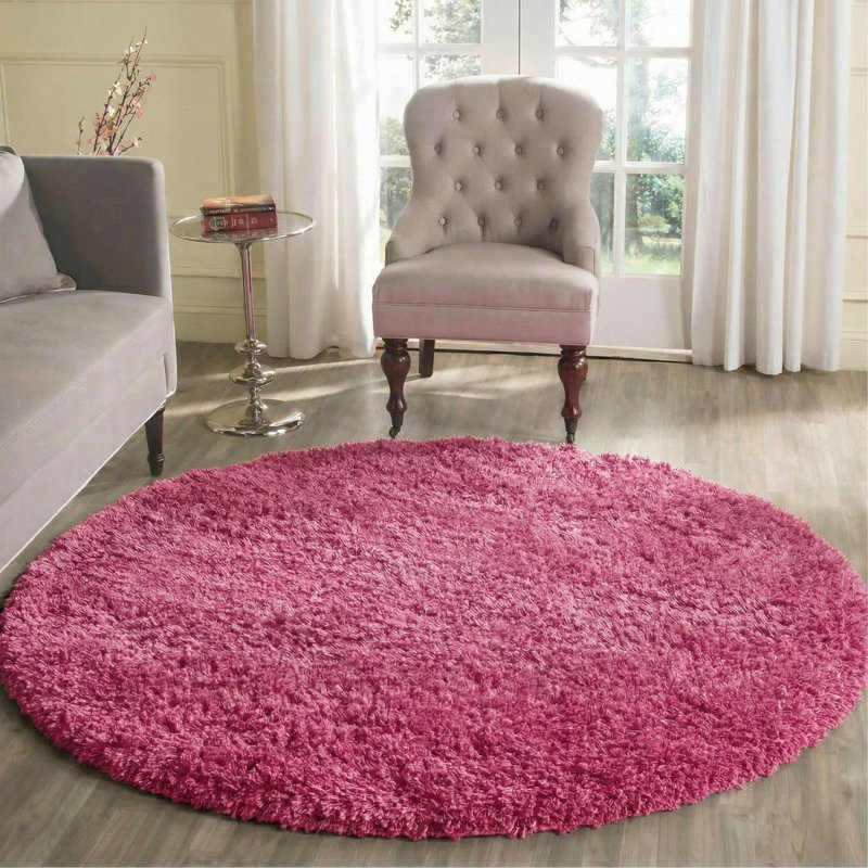 Esterly Pink Shaggy Rug, Round 120cm