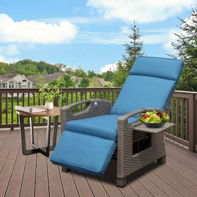 Fauteuil inclinable pour le confort extérieur - réglable, rouille, coussin bleu marine de 6,8 po d'épaisseur, bleu, réglable