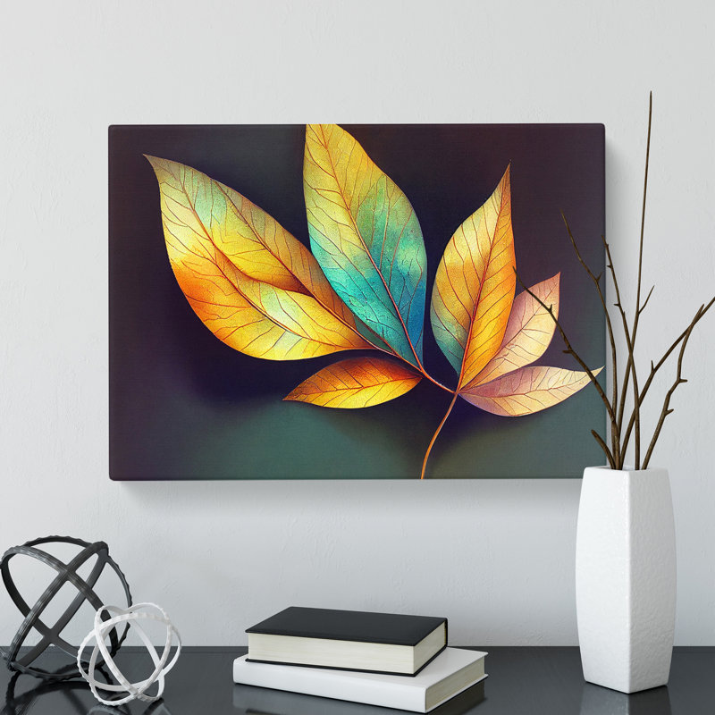 Soulful Colourful Leaf - Wrapped Canvas, 50cm H x 76cm W x 3cm D