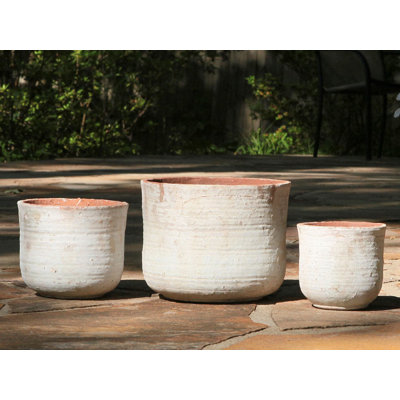 Petits pots de fleurs en terre cuite roulée, style anglais, ensemble de 3 - Intérieur/Extérieur