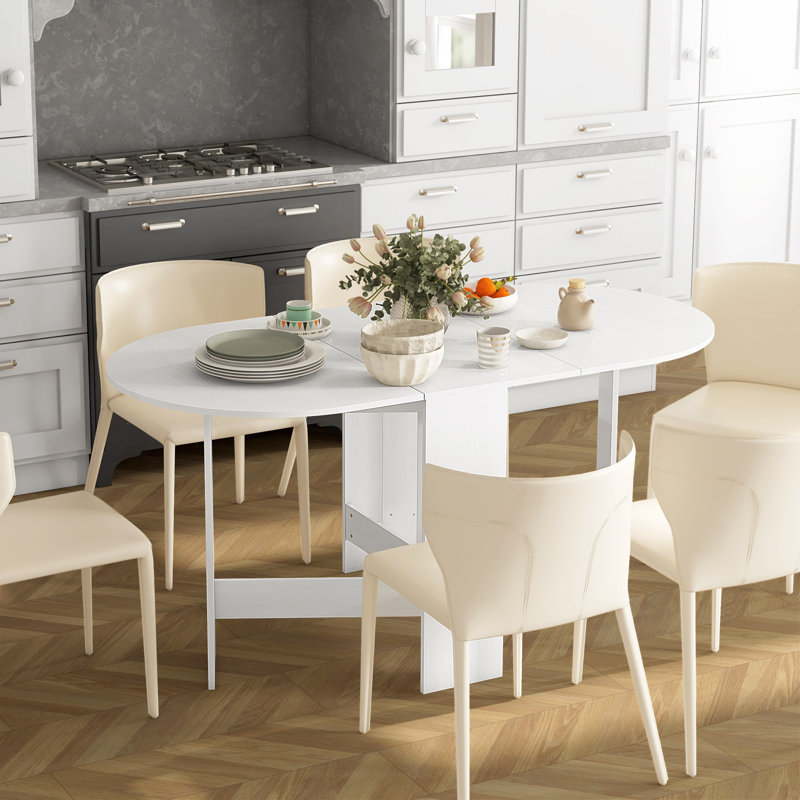 Extendable Oval Dining Table, White