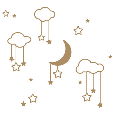 Décalcomanie murale étoiles et nuages lune