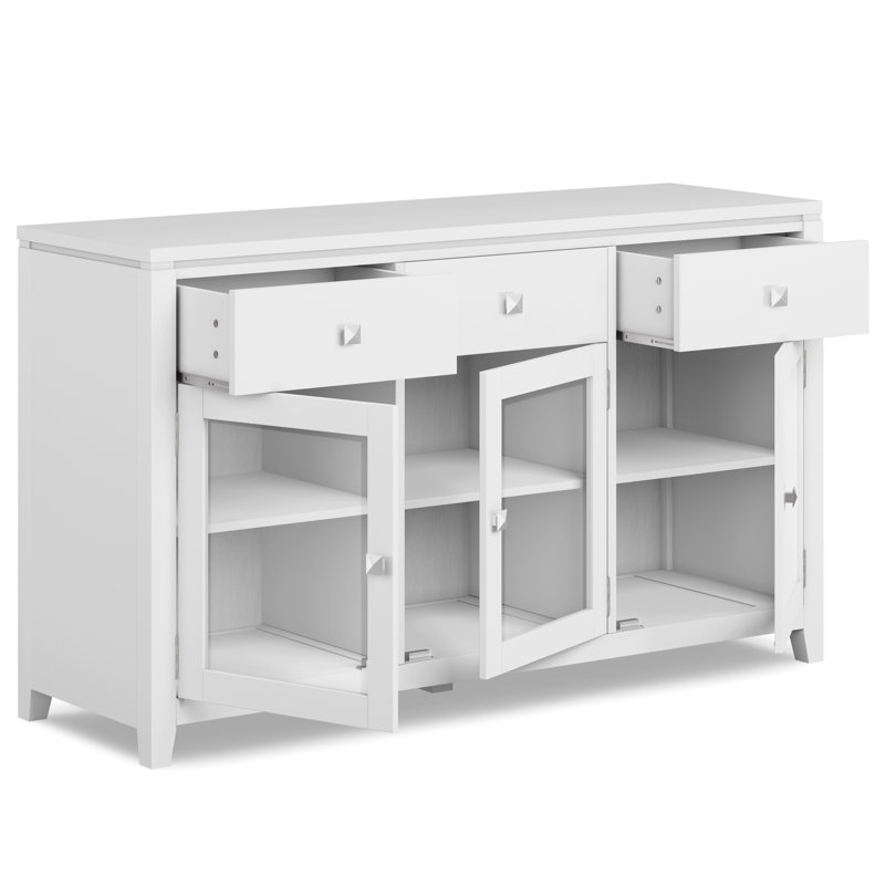 Cosmopolitan White Solid Wood 54" Contemporary Sideboard Buffet