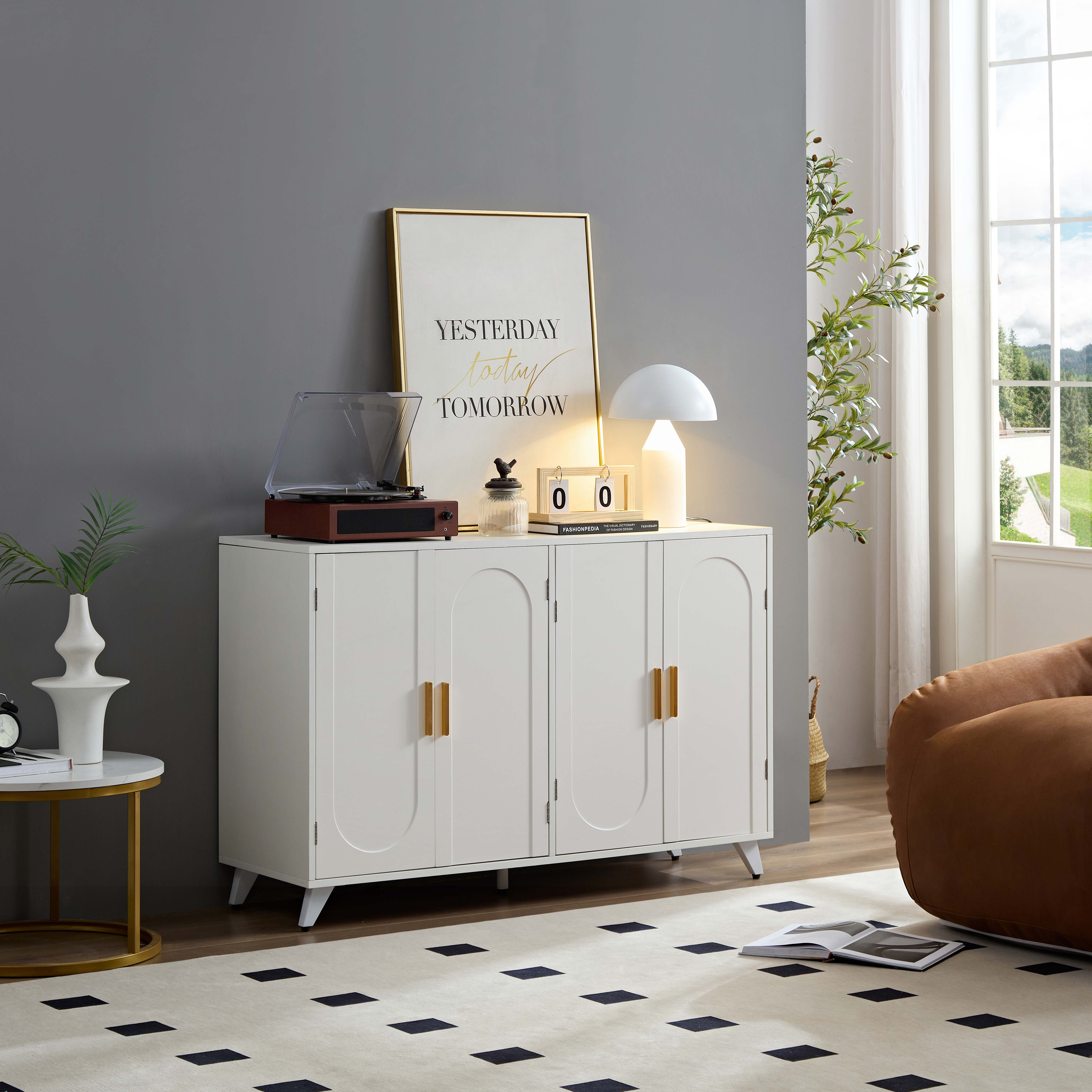 Astoria Grand Wood Console Table with 4 Doors , Removable Shelves ...