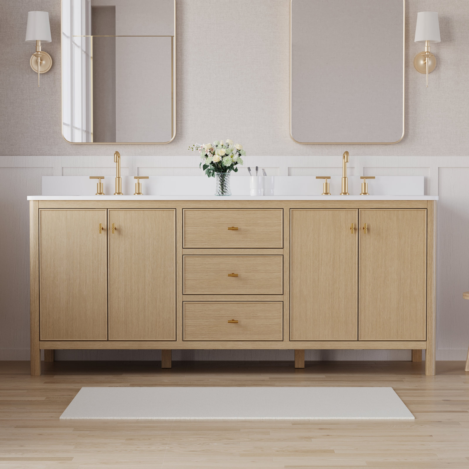 Kingsley 80" Oak Double Bathroom Vanity