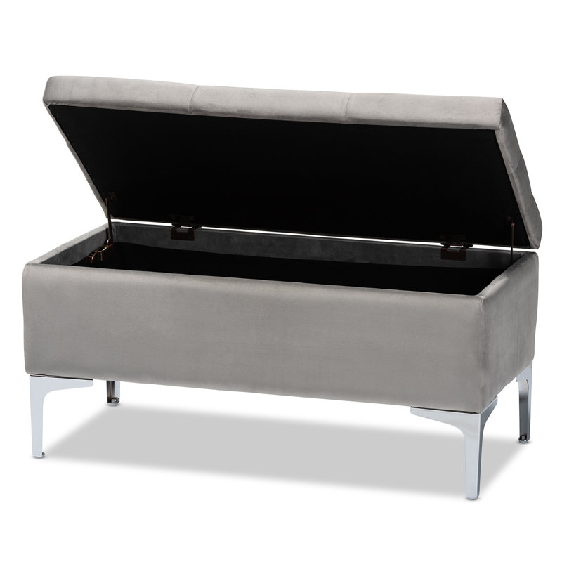Velvet Ottoman, Gray
