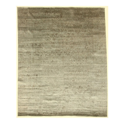 Hand Knotted Abstract Area Rug in Silver