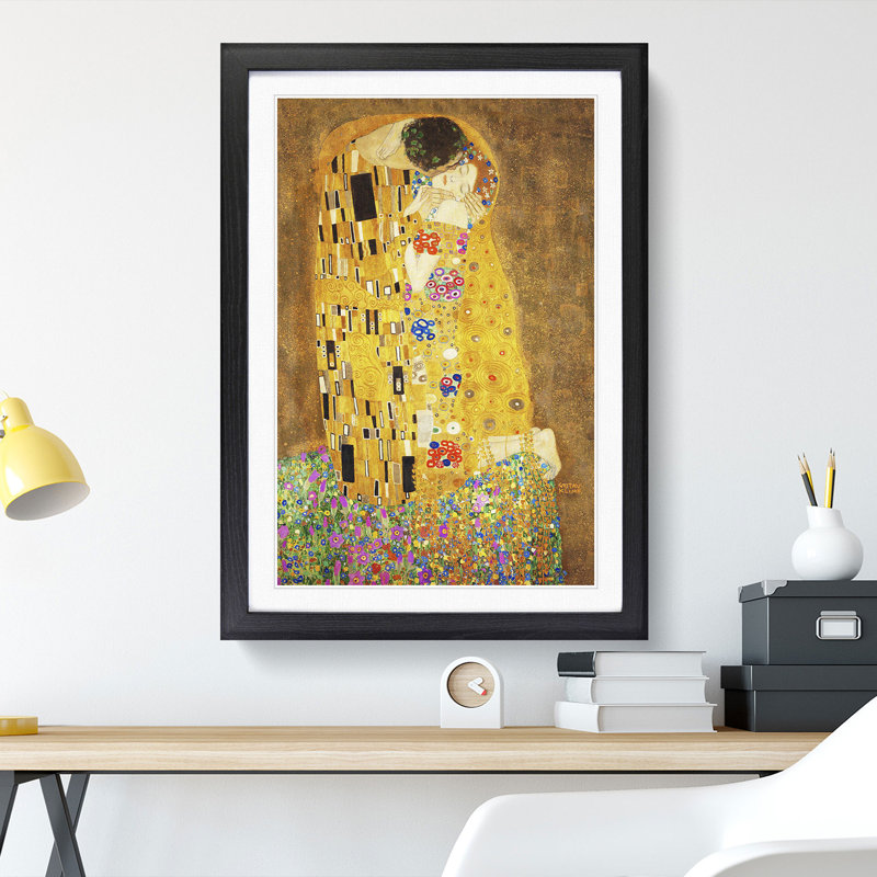 The Kiss No.1 by Gustav Klimt - Painting, 36cm H x 27cm W, Black, Brown