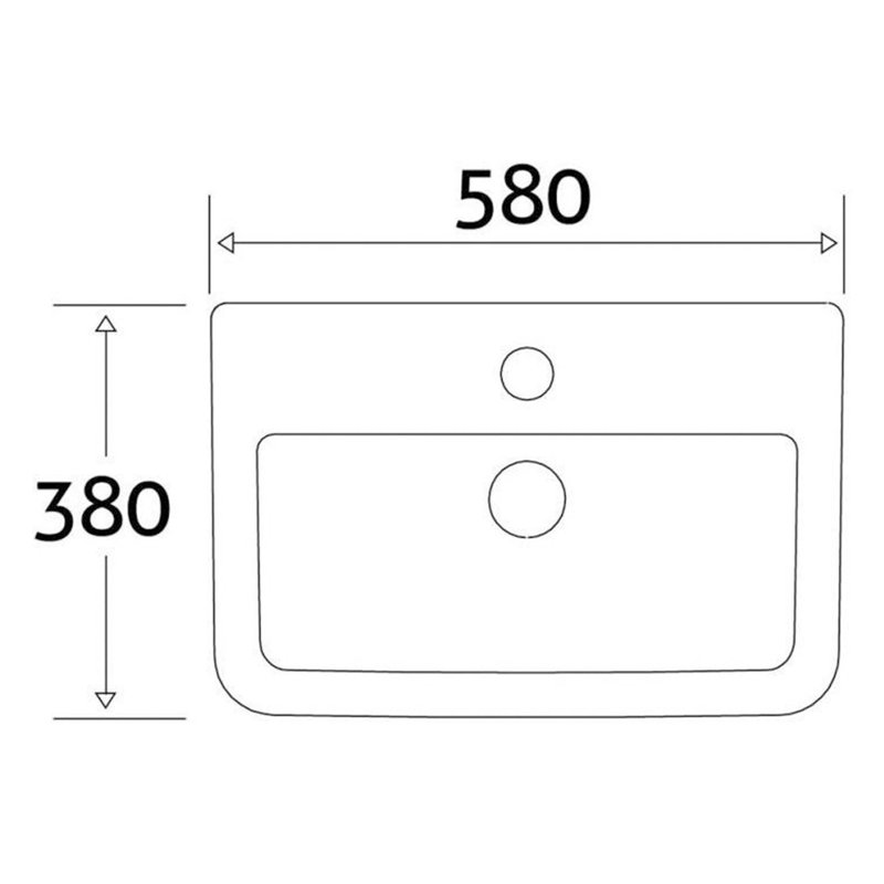 White Stone 580mm L x 568mm W White Ceramic Rectangular Sink with Overflow