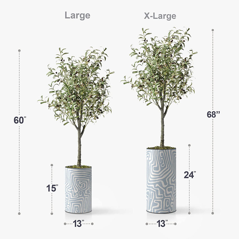 Arbre artificiel dans un pot de fleurs moderne, décoration d'arbre en soie d'olivier artificiel (pot et arbre)