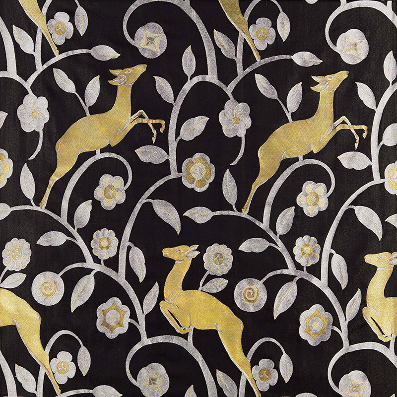 Tissu Les Gazelles Au Bois, Noir