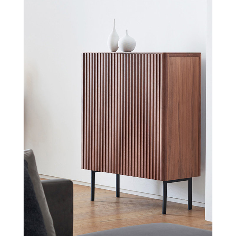 Modern minimalist black solid wood shoe cabinet