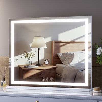 Rectangle LED Mirror, Touch Control Stepless 3 Colours Temperature & Dimmable Light 