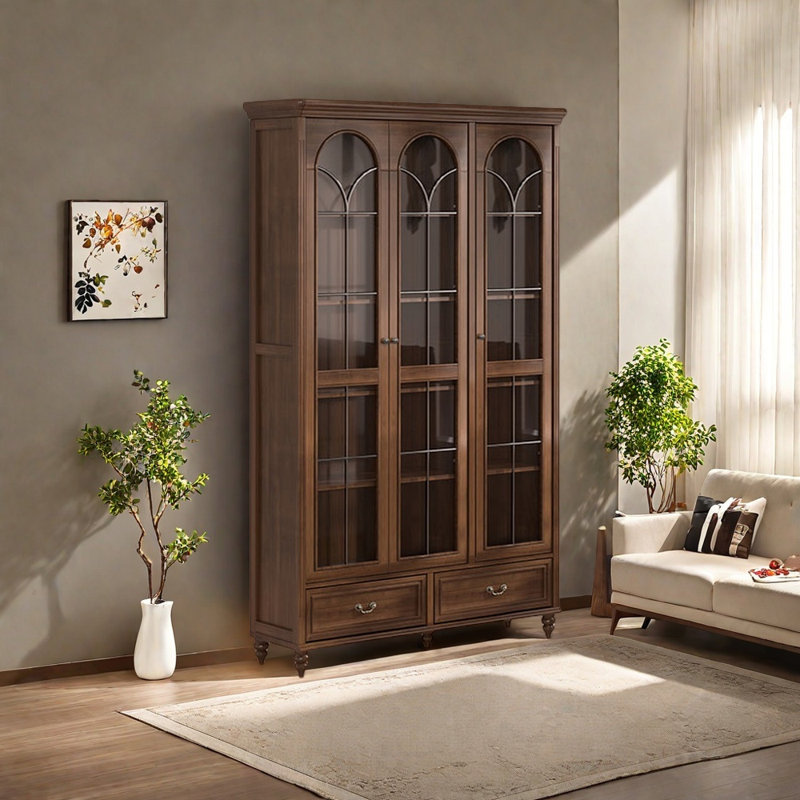 Bibliothèque de style américain avec portes en verre