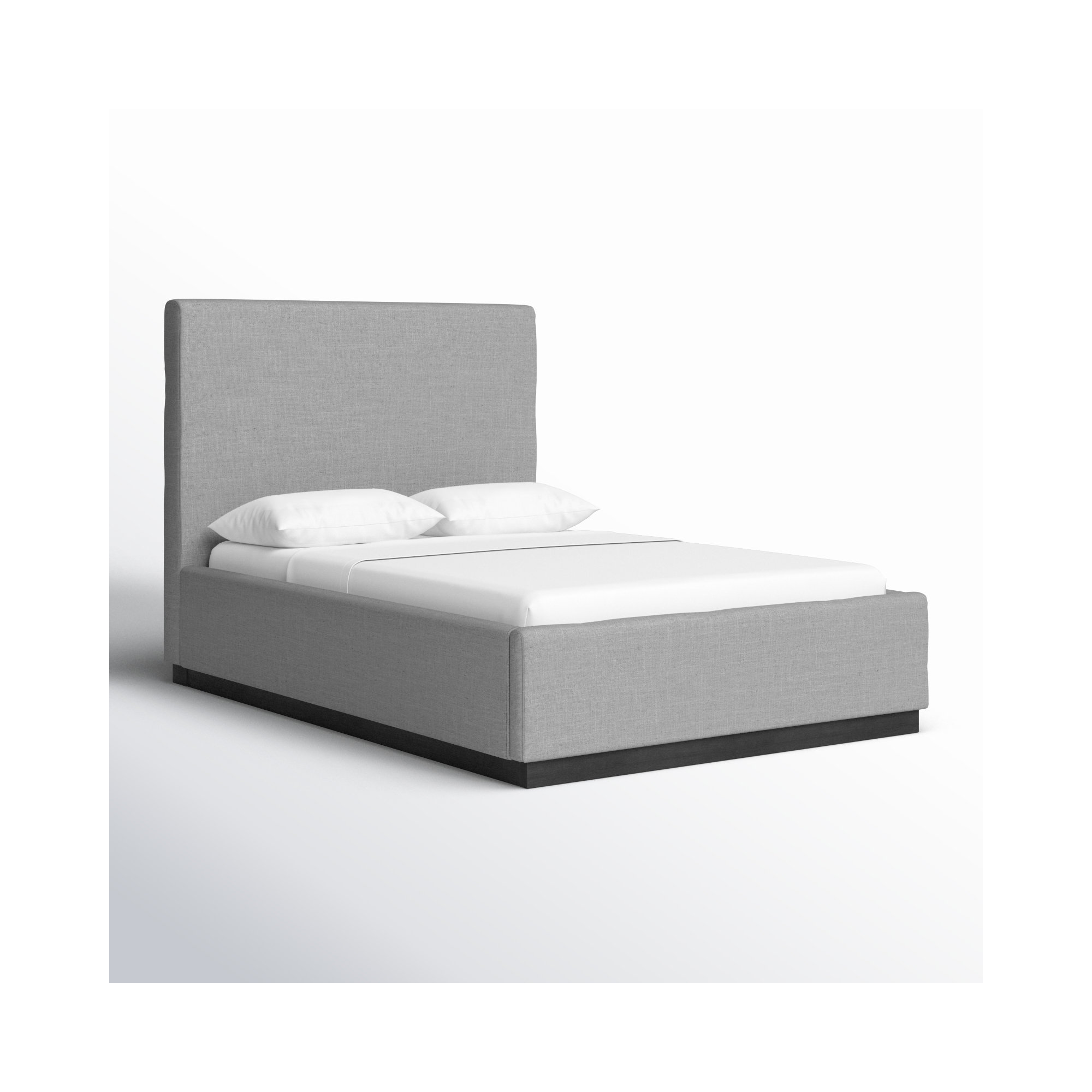 Citori Upholstered Panel Bed, Grey Linen Textured Fabric, Full / Double