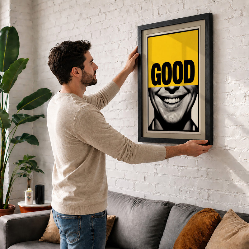 Good Vibes Pop Art - Print, A2 - 59.4 x 42.0 cm, Walnut