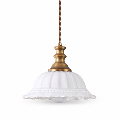Brushed Copper-finish Vintage Glass Pendant Light