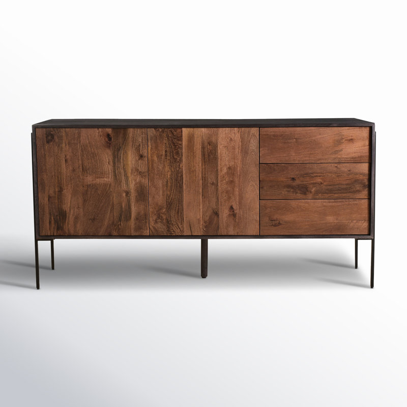 Demeter 66'' Sideboard, Black/Light Brown