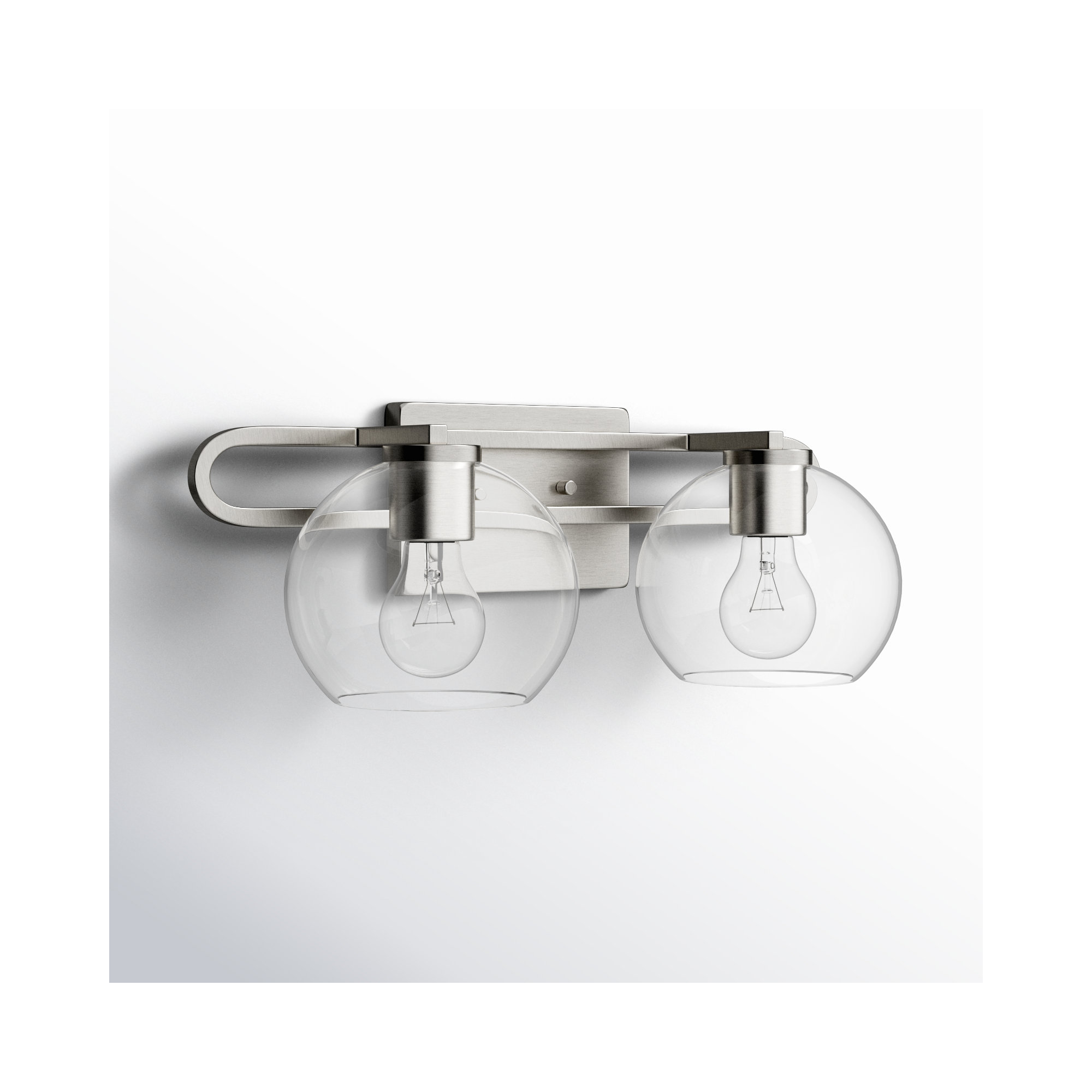 Eveline 4 Light Transparent Dimmable Vanity Light, 2, Brushed Nickel, 7.63"H x 19.75"W x 8.38"D
