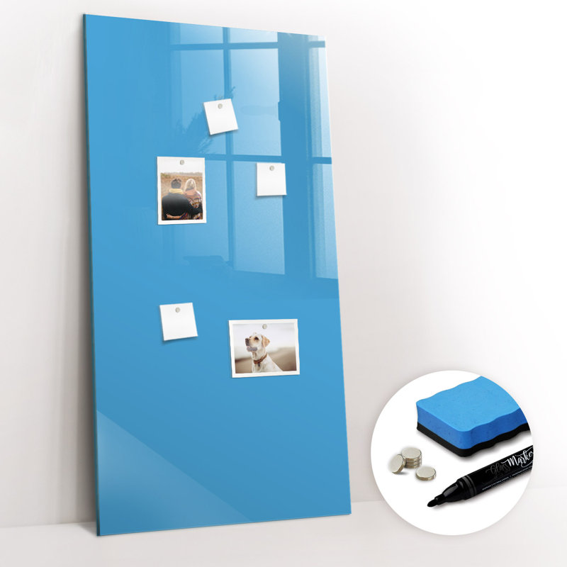 Magnetic Glass Dry Erase Board, Blue