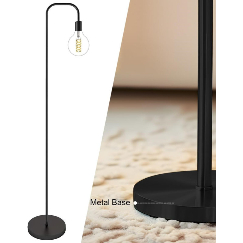 Contemporary Industrial Floor Lamp With On/Off Foot Switch, Minimalist Metal Standing Lamp For Living Room, Bedroom, Office, Reading