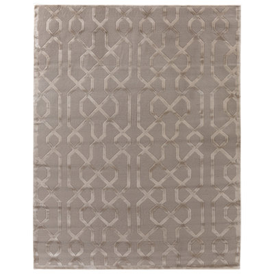 Metro-Velvet Geometric Area Rug in Light Beige