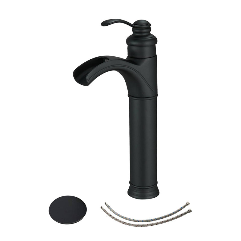 Single-handle Bathroom Faucet with Drain Assembly, Matte Black