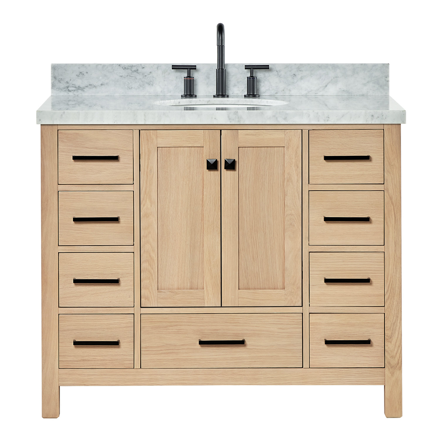 Cambridge 43'' Single Bathroom Vanity, Oak / Matte Black