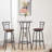 3 Bar Table and Chairs Set Dining Room Industrial Counter Height Bar Chairs with Metal Back Fabric Seat