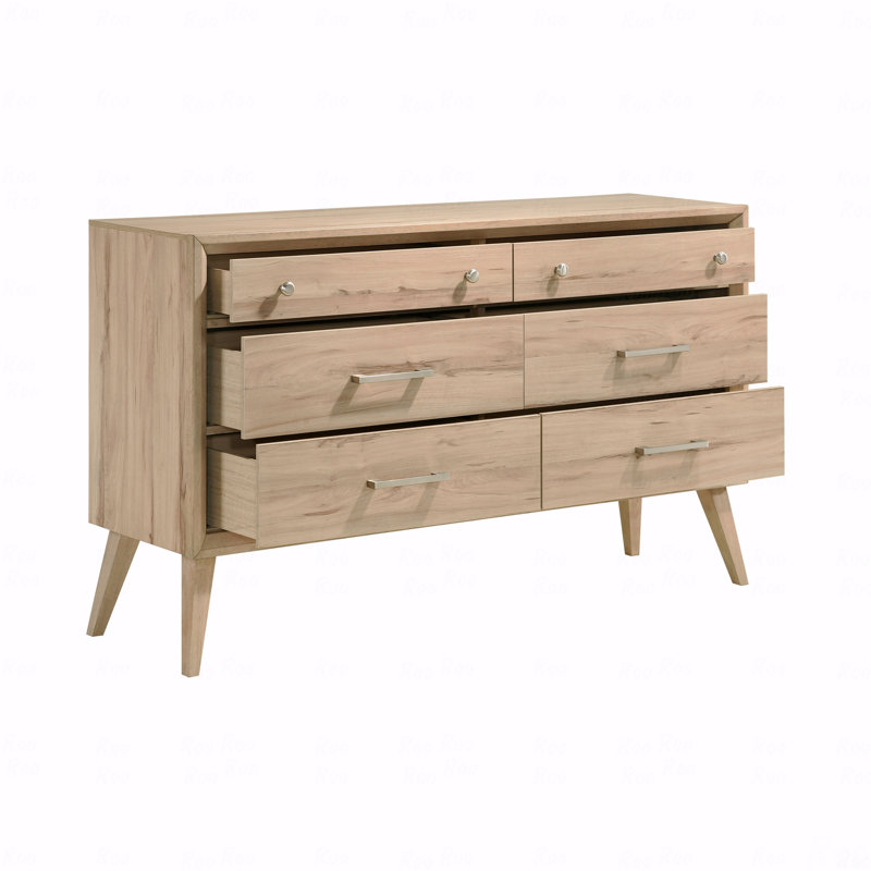 Commode de style classique avec 6 tiroirs au fini chêne naturel