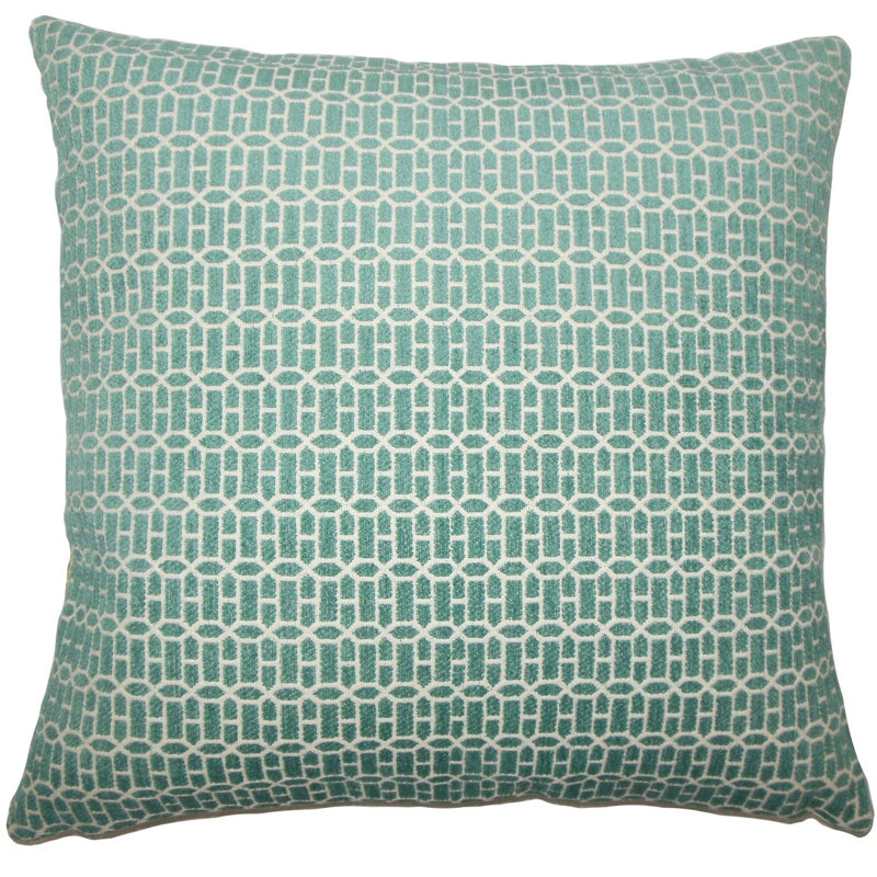 Coussin décoratif géométrique, Turquoise, 24 po x 24 po, Mélange de duvet