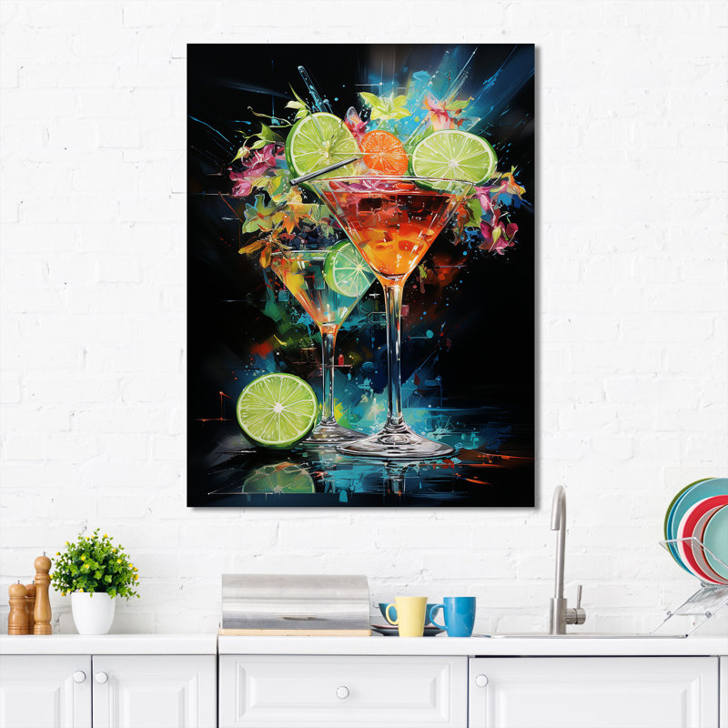 Cristal martini cocktails - Art mural cocktails, H 32 po x l 16 po x P 1 po
