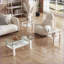 Ensemble de 2 tables basses carrées en verre trempé pour le salon, transparent / blanc, durable Élégant