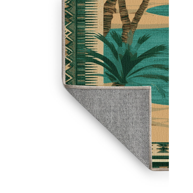 Washable Desert Oasis Southwestern Area Rug, Square 4'