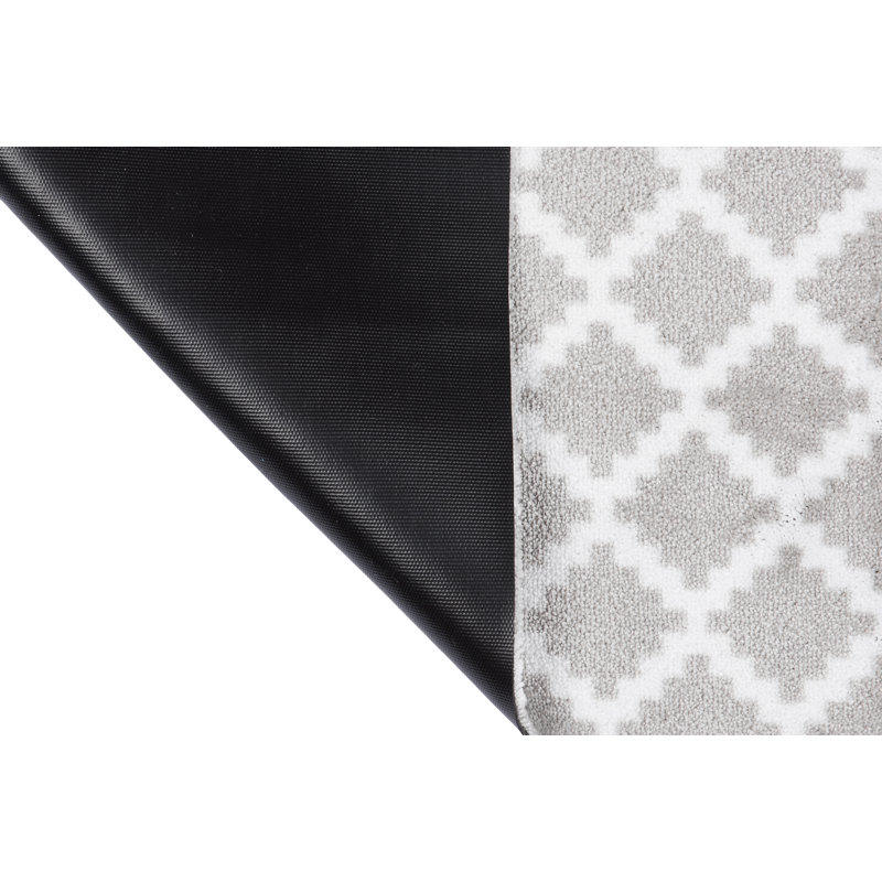 Elegance Non-Slip Indoor + Outdoor Door Mat, White/Grey, Runner 50 x 150 cm