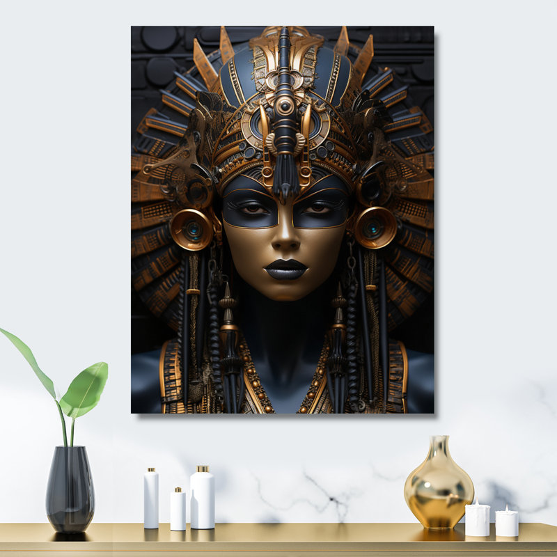 Portrait de dieu égyptien - décoration murale égyptienne en métal, H 20 po x l 12 po