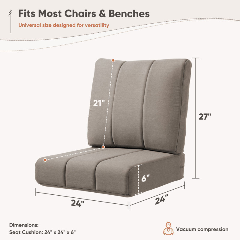 Tracie 24"W X 24"D Outdoor Deep Seating Cushion Set For Patio Furiture, Gray, 1