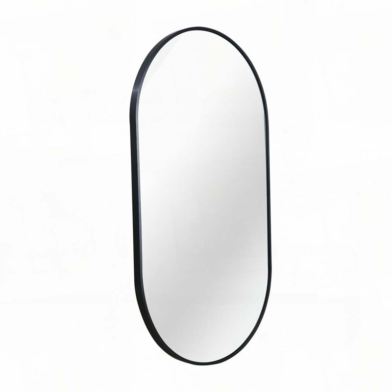 Metal Oval Mirror, 33" x 20", Black