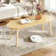 Table basse ovale en bambou de style moderne du milieu du siècle - Pieds en bois massif, couleur bois naturel - Table basse idéale pour le salon