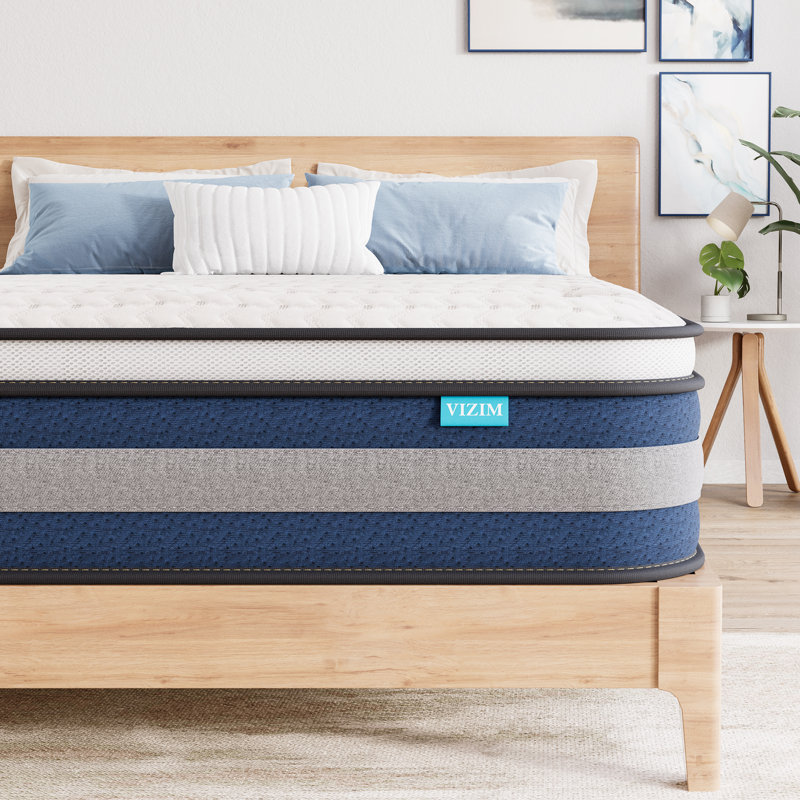 Matelas en mousse à mémoire de forme hybride mi-ferme 10 po / 12 po pour soulager la pression, 12", Grand lit